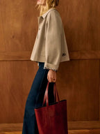 Women's Classic Trench Coat Cotton Jacket With Check Pattern - Nalani - Fashion Clothing and Decor