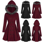 Women's double - breasted coat with fur hood - Nalani - UK Fashion Clothing and Decor