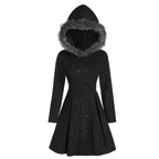 Women's double - breasted coat with fur hood - Nalani - UK Fashion Clothing and Decor