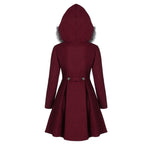 Women's double - breasted coat with fur hood - Nalani - UK Fashion Clothing and Decor