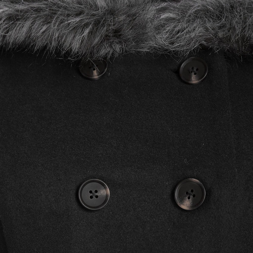 Women's double - breasted coat with fur hood - Nalani - UK Fashion Clothing and Decor