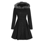 Women's double - breasted coat with fur hood - Nalani - UK Fashion Clothing and Decor