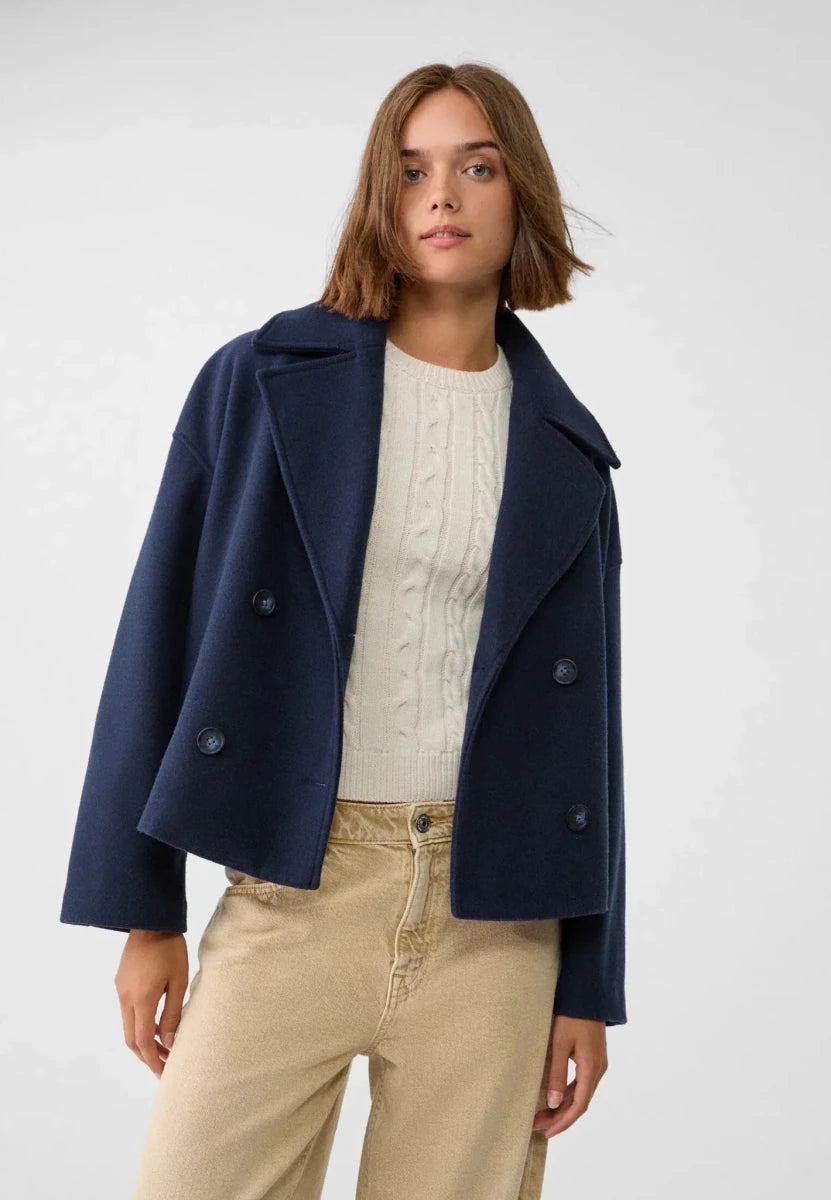 Women’s Double - Breasted Jacket – Wool - Look – Oversized Fit – Cropped Boxy Silhouette - Nalani - UK Fashion Clothing and Decor