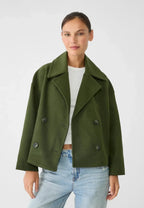 Women’s Double - Breasted Jacket – Wool - Look – Oversized Fit – Cropped Boxy Silhouette - Nalani - UK Fashion Clothing and Decor