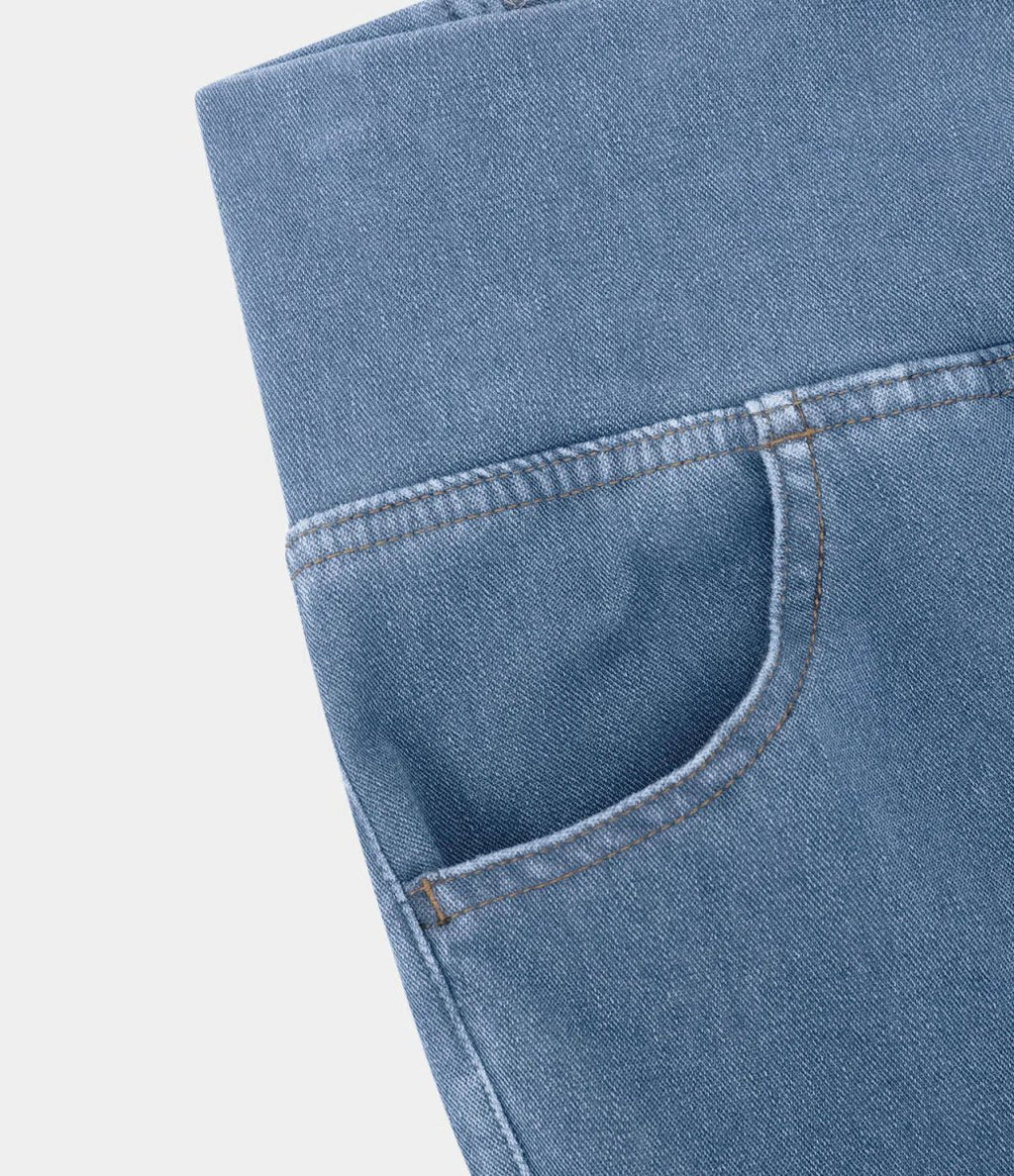 Women's elasticated Wide leg flared jeans with high waist - Nalani - UK Fashion Clothing and Decor