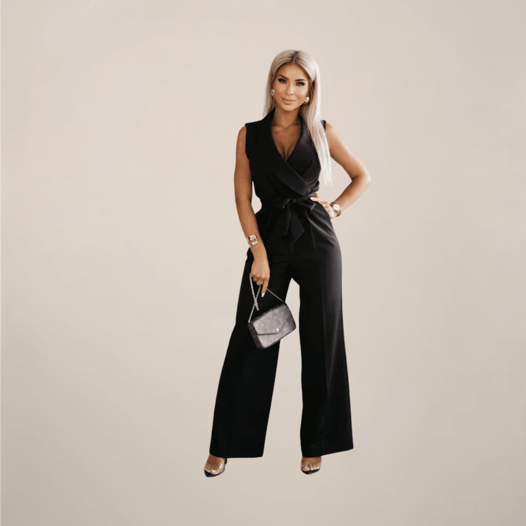 Women's Elegant Wrap Wide - Leg Jumpsuit For Formal Events - Nalani - UK and AUS Fashion Clothing and Decor