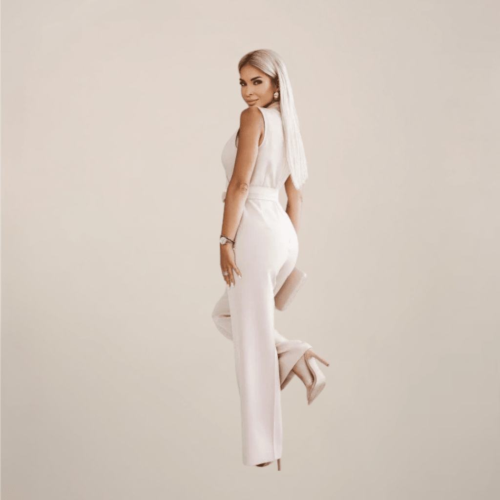 Women's Elegant Wrap Wide - Leg Jumpsuit For Formal Events - Nalani - UK and AUS Fashion Clothing and Decor