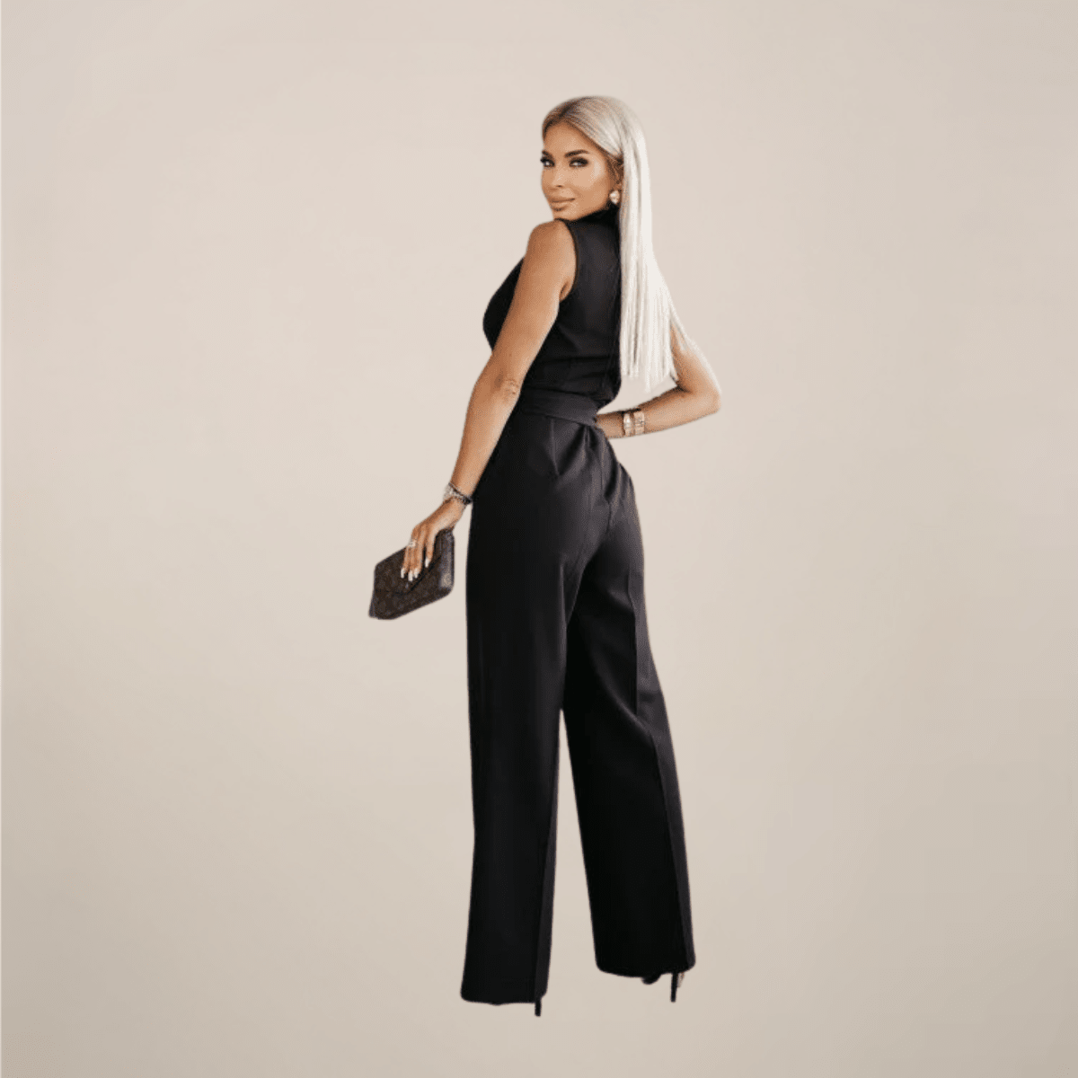 Women's Elegant Wrap Wide - Leg Jumpsuit For Formal Events - Nalani - UK and AUS Fashion Clothing and Decor