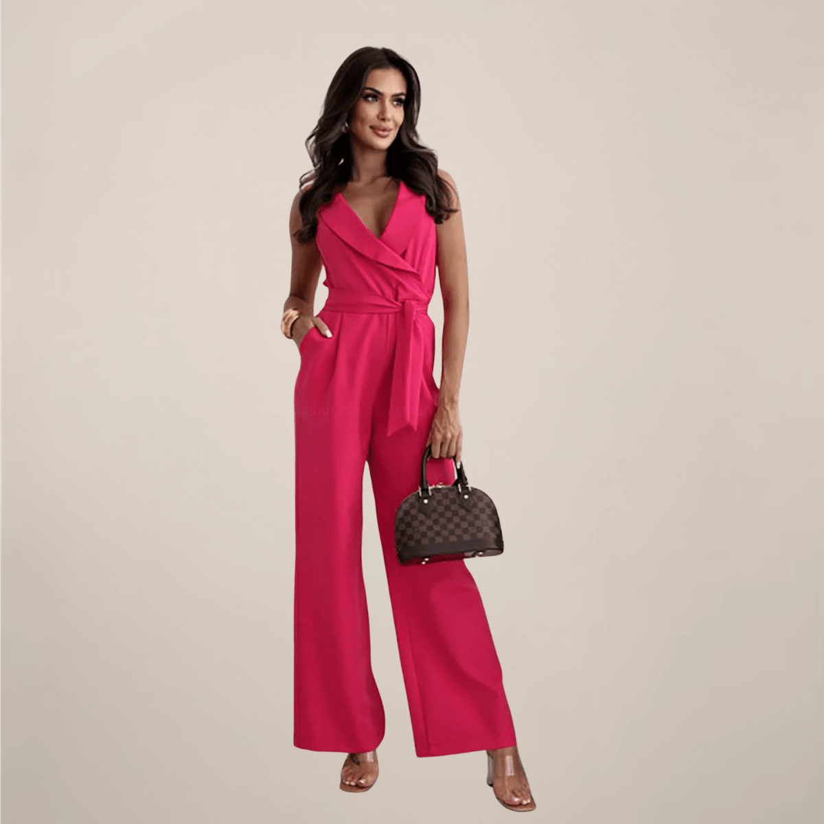 Women's Elegant Wrap Wide - Leg Jumpsuit For Formal Events - Nalani - UK and AUS Fashion Clothing and Decor