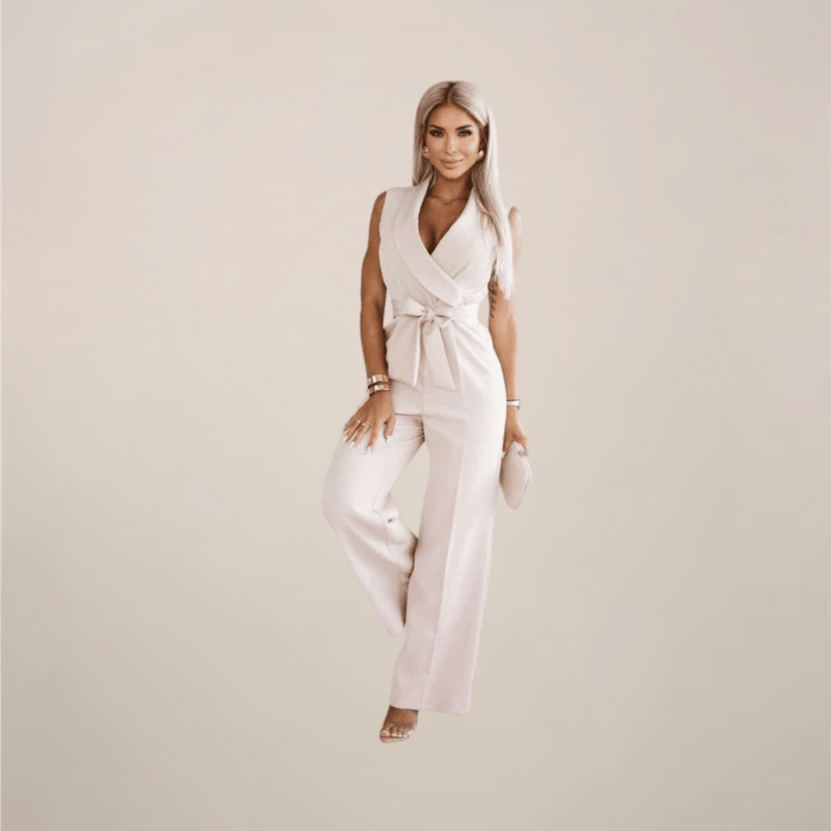 Women's Elegant Wrap Wide - Leg Jumpsuit For Formal Events - Nalani - UK and AUS Fashion Clothing and Decor