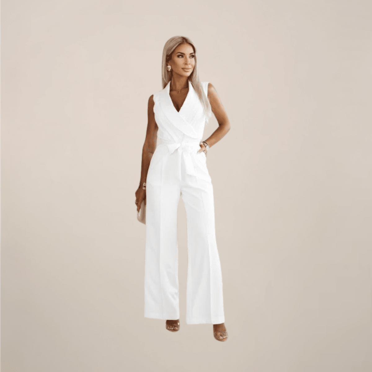 Women's Elegant Wrap Wide - Leg Jumpsuit For Formal Events - Nalani - UK and AUS Fashion Clothing and Decor