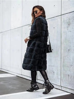 Women's Faux Fur Vest - Long Sleeveless - Open Front Lightweight Layer - Nalani - UK Fashion Clothing and Decor