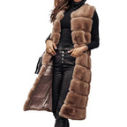 Women's Faux Fur Vest - Long Sleeveless - Open Front Lightweight Layer - Nalani - UK Fashion Clothing and Decor