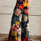 Women's Floral Print High Waist Trousers | Wide Leg - Nalani - Fashion Clothing and Decor