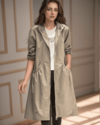 Women’s Hooded Jacket – Waterproof Lightweight – Relaxed Fit – Knee Length – Zip Closure - Nalani - UK Fashion Clothing and Decor