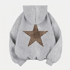 Women's Hoodie with Leopard Star Back Print – Casual Graphic Hooded Sweatshirt, Blue or Silver, S–XL – Flōre - Nalani - Fashion Clothing and Decor