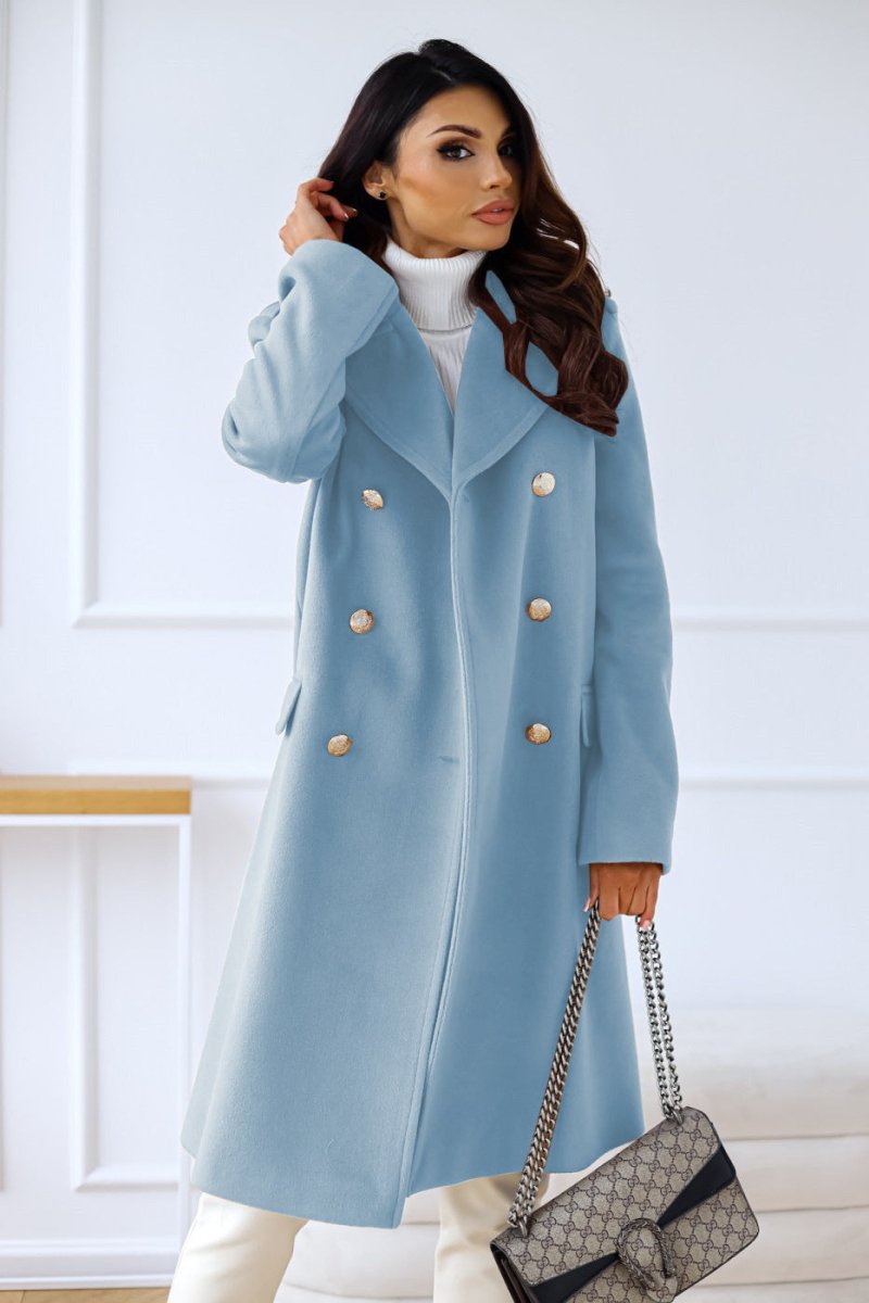 Women's lapel collar long sleeve double - breasted jacket - Nalani - UK Fashion Clothing and Decor