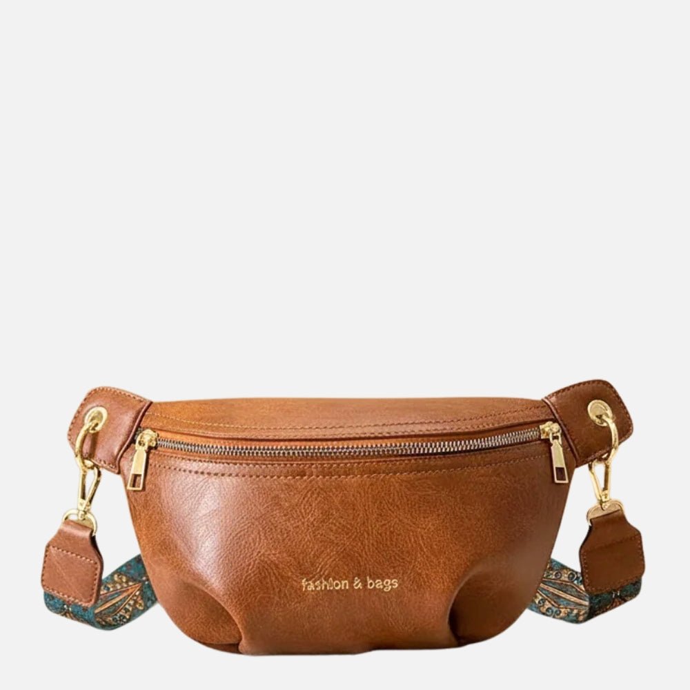 Women’s Leather Bum Bag - Crossbody Belt Bag with Embroidered Strap - Nalani - Fashion Clothing and Decor