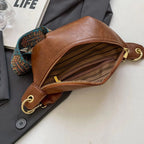 Women’s Leather Bum Bag - Crossbody Belt Bag with Embroidered Strap - Nalani - Fashion Clothing and Decor