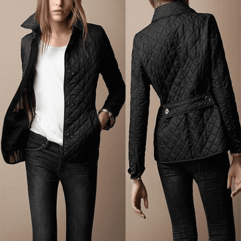 Women's lightweight quilted button closure coat - Nalani - UK Fashion Clothing and Decor