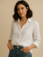Womens Long Sleeve Blouse With Revere Collar And Relaxed Fit - Nalani - UK and AUS Fashion Clothing and Decor