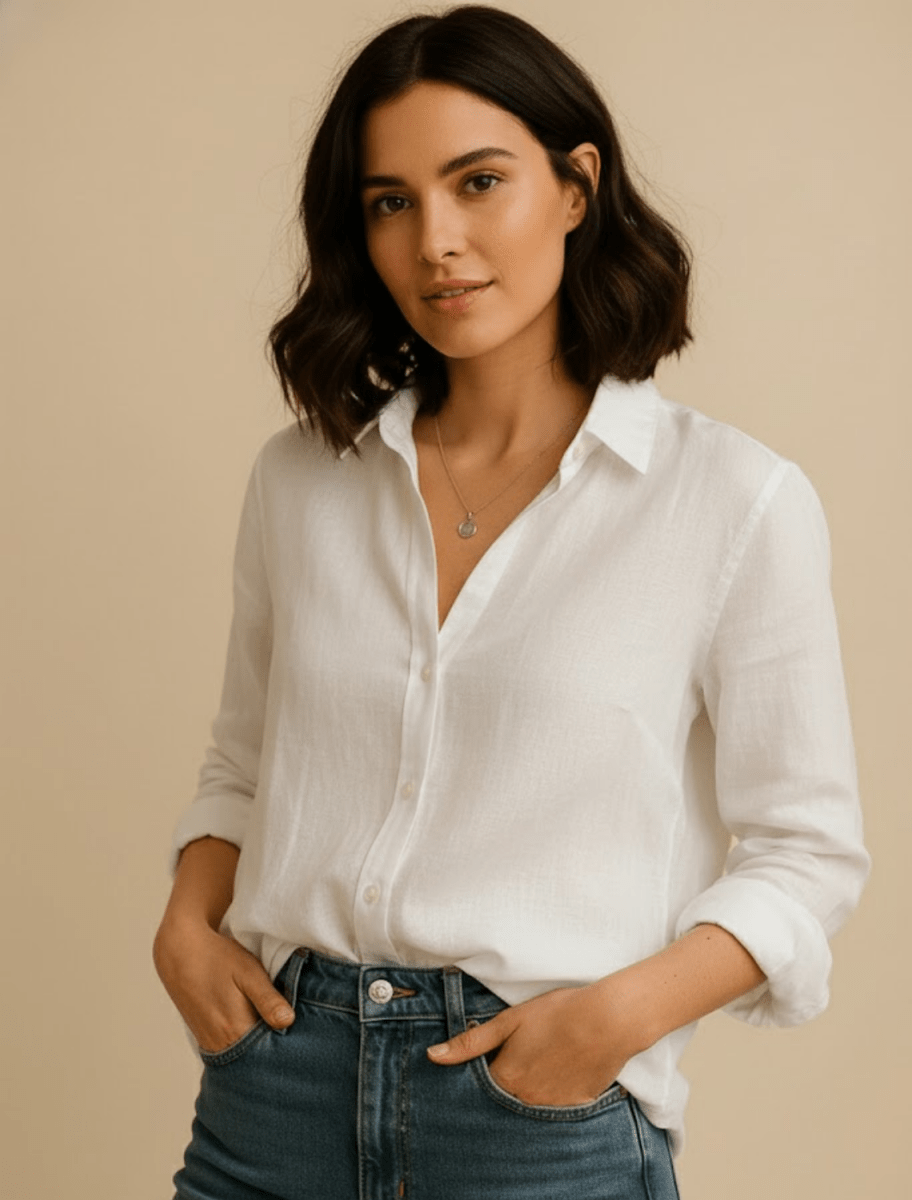 Womens Long Sleeve Blouse With Revere Collar And Relaxed Fit - Nalani - UK and AUS Fashion Clothing and Decor