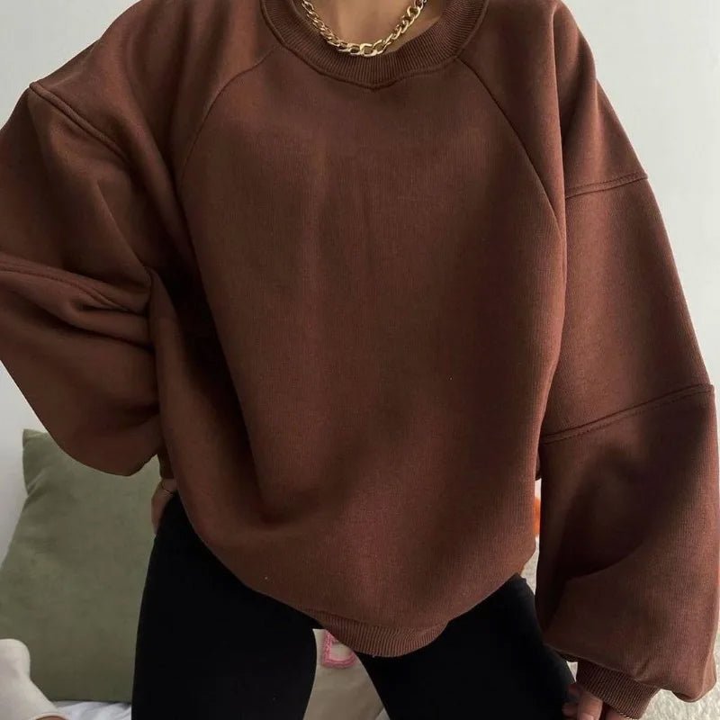 Women's loose round neck long sleeve sweater - Nalani - UK Fashion Clothing and Decor