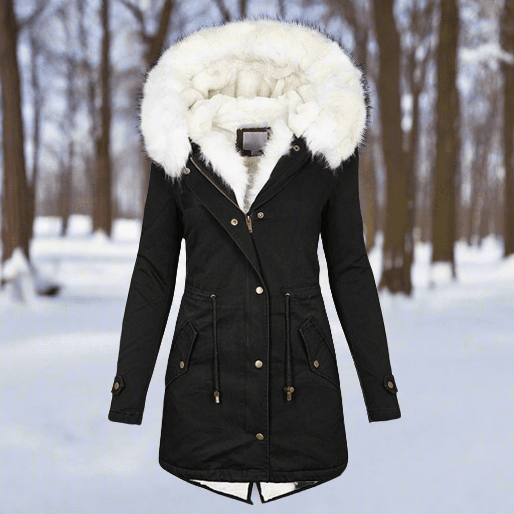 Women’s Parka Jacket – Fitted Silhouette – Water - Repellent – Faux Fur Hood – Long Length - Nalani - UK Fashion Clothing and Decor