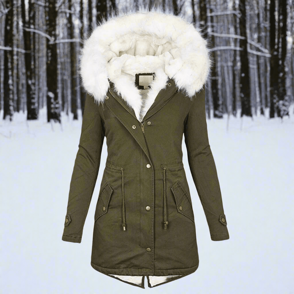 Women’s Parka Jacket – Fitted Silhouette – Water - Repellent – Faux Fur Hood – Long Length - Nalani - UK Fashion Clothing and Decor