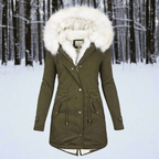 Women’s Parka Jacket – Fitted Silhouette – Water - Repellent – Faux Fur Hood – Long Length - Nalani - UK Fashion Clothing and Decor