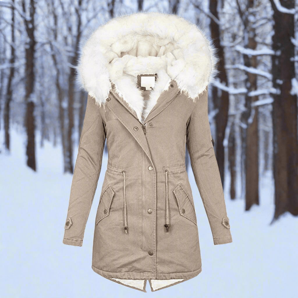 Women’s Parka Jacket – Fitted Silhouette – Water - Repellent – Faux Fur Hood – Long Length - Nalani - UK Fashion Clothing and Decor