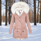 Women’s Parka Jacket – Fitted Silhouette – Water - Repellent – Faux Fur Hood – Long Length - Nalani - UK Fashion Clothing and Decor