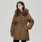Women’s Parka Winter Jacket – Oversized Fit – Faux Fur Hood – Mid Length – Weather Resistant - Nalani - UK Fashion Clothing and Decor