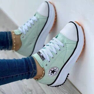 Women’s Platform Canvas Trainers - Chunky Lace-Up Shoes - Nalani - Fashion Clothing and Decor