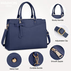 Women’s PU Leather Laptop Tote Bag - Waterproof 15.6 Inch Work Shoulder Bag - Nalani - Fashion Clothing and Decor
