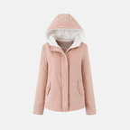 Womens Quilted Hooded Jacket With Plush Fleece Lining Snap Front - Nalani - UK Fashion Clothing and Decor