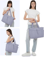 Women’s Quilted Puffer Tote Bag - Waterproof 15.6 Inch Laptop Travel Bag - Nalani - Fashion Clothing and Decor