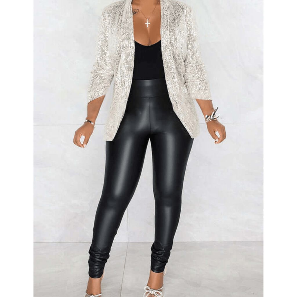Women's Sequin Blazer | Ruched - Nalani - Fashion Clothing and Decor
