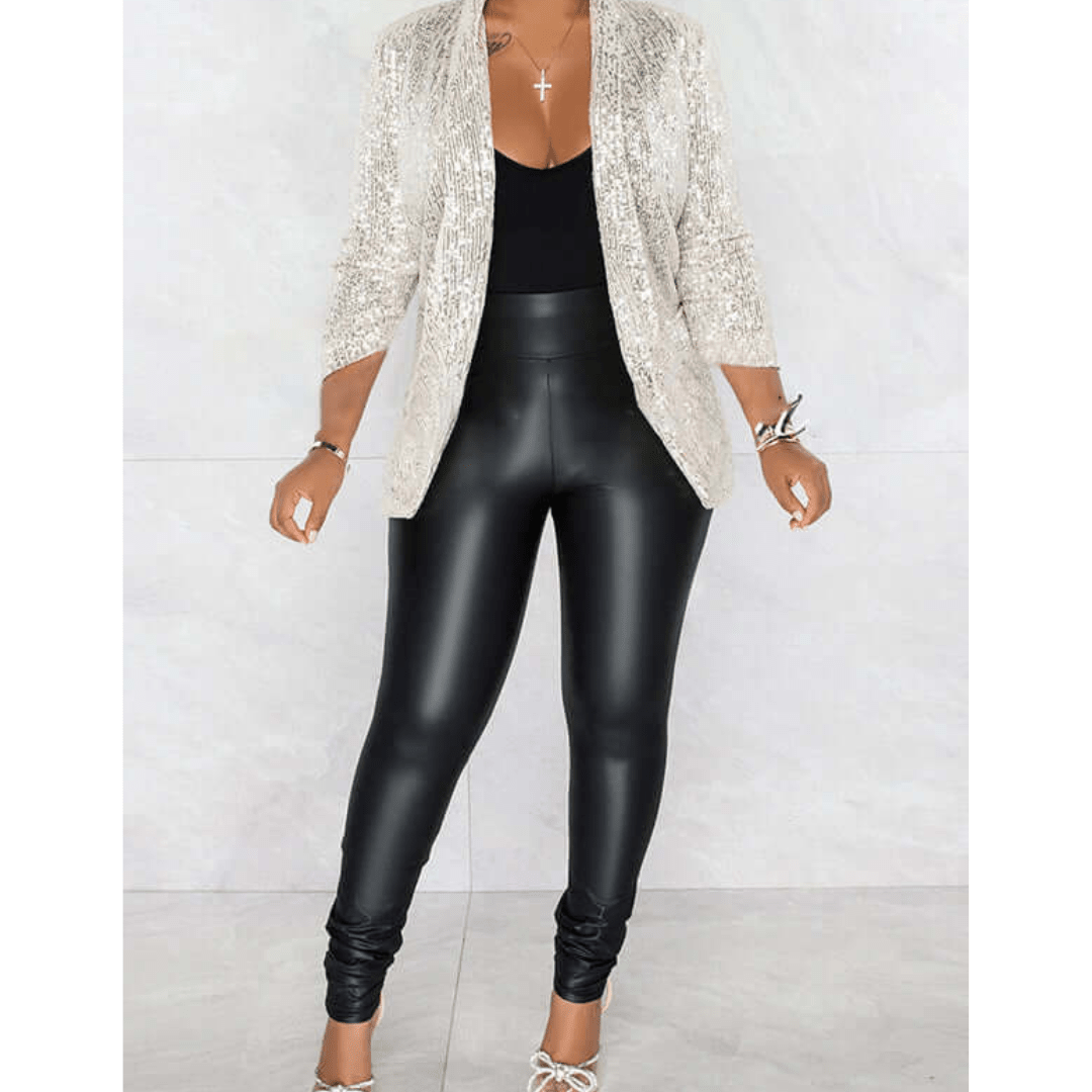 Women's Sequin Blazer | Ruched - Nalani - Fashion Clothing and Decor