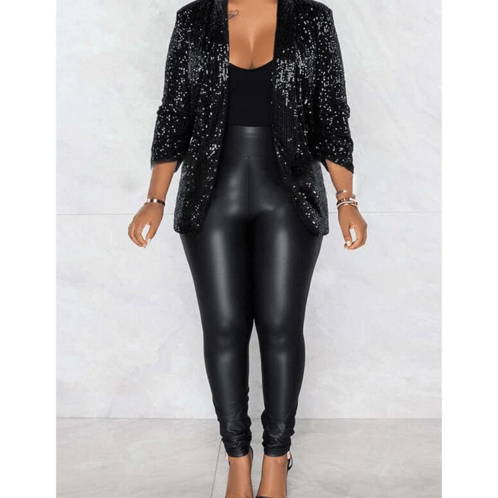 Women's Sequin Blazer | Ruched - Nalani - Fashion Clothing and Decor