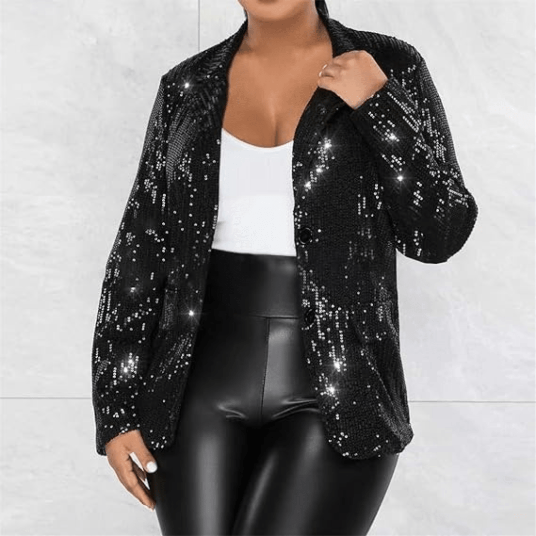 Women's Sequin Blazer | Ruched - Nalani - Fashion Clothing and Decor