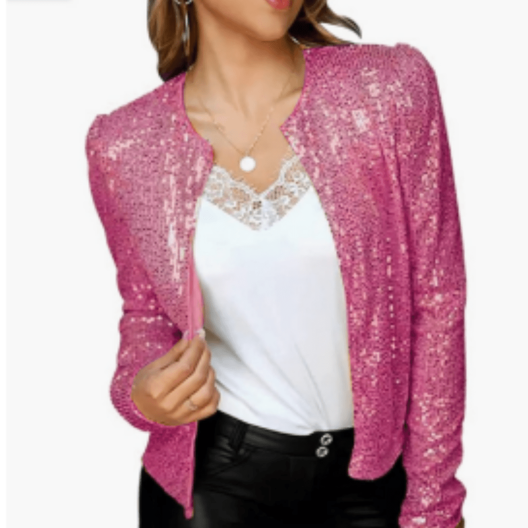 Women's Sequin Zip - Up Blazer | Short - Nalani - Fashion Clothing and Decor