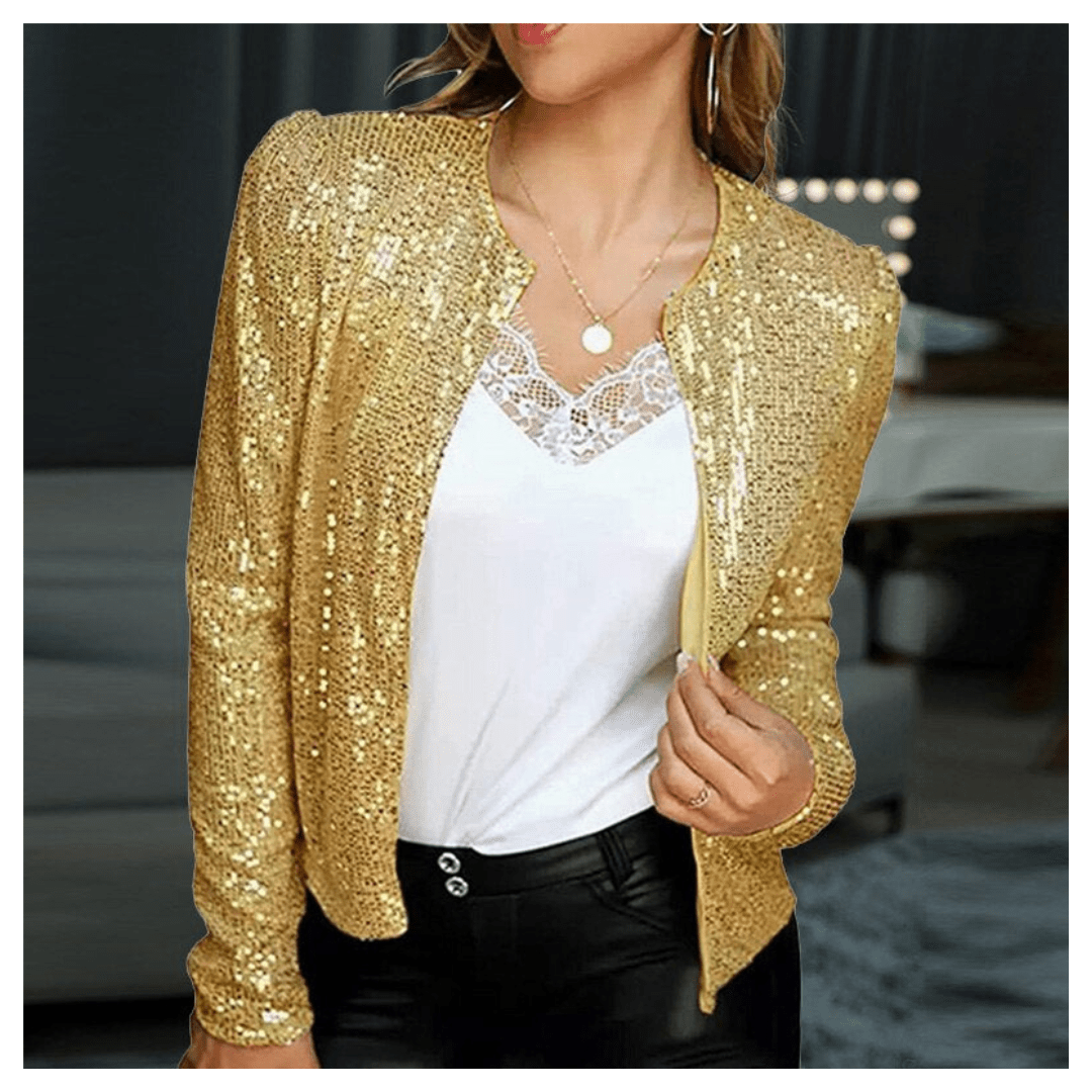 Women's Sequin Zip - Up Blazer | Short - Nalani - Fashion Clothing and Decor