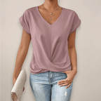 Womens Short Sleeve Twist Front V Neck Top For Spring And Summer - Nalani - UK and AUS Fashion Clothing and Decor