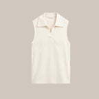 Womens Sleeveless Knit Top With Open Collar V Neck - Nalani - UK and AUS Fashion Clothing and Decor