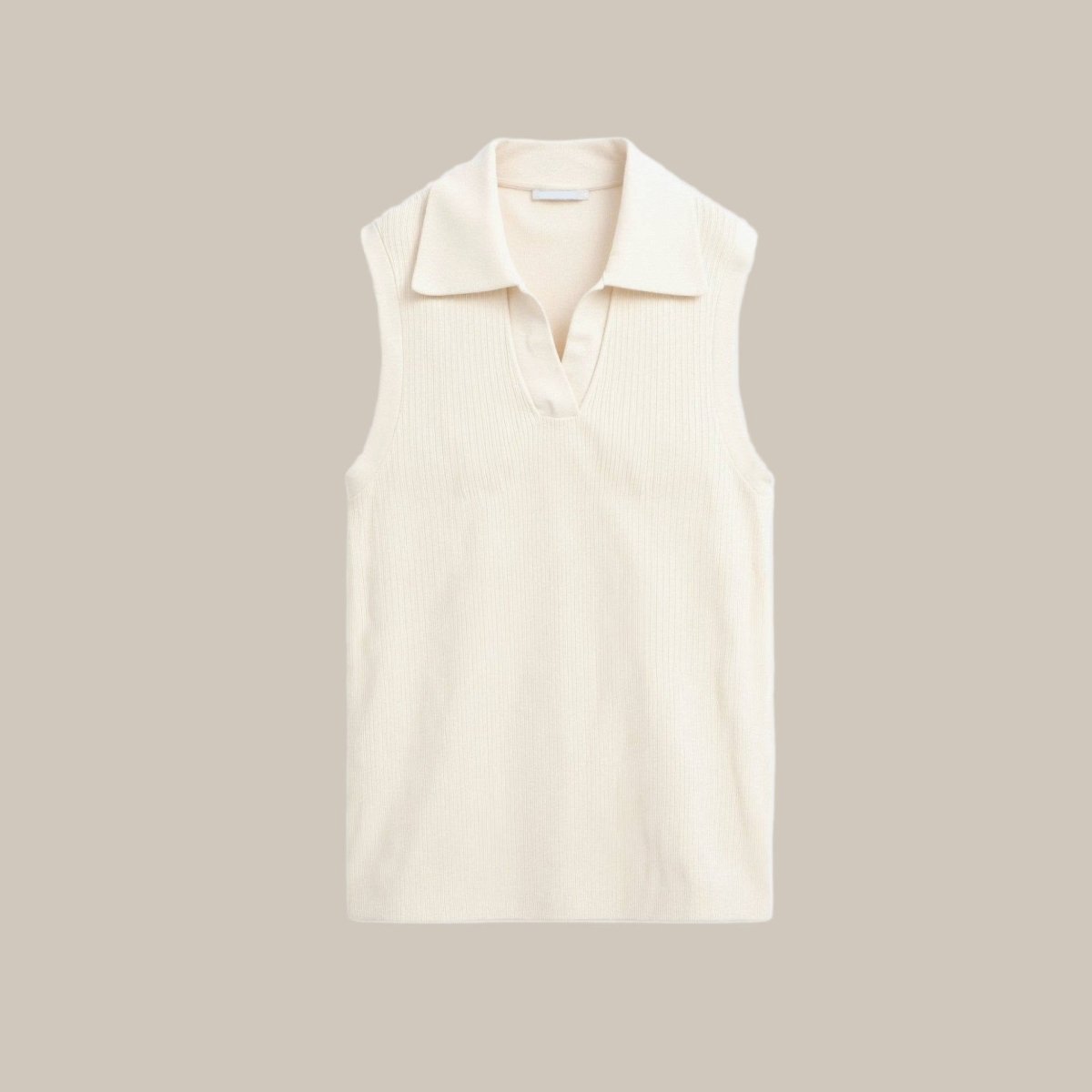 Womens Sleeveless Knit Top With Open Collar V Neck - Nalani - UK and AUS Fashion Clothing and Decor