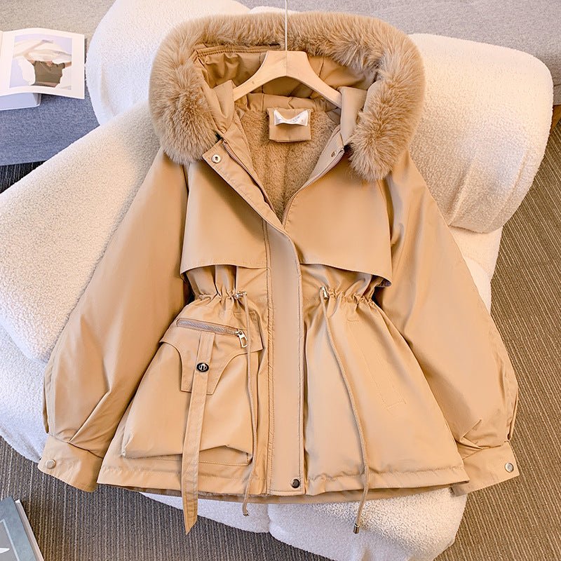 Women's stylish winter coat with fur hood - Nalani - UK Fashion Clothing and Decor
