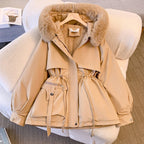 Women's stylish winter coat with fur hood - Nalani - UK Fashion Clothing and Decor