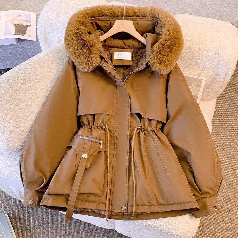 Women's stylish winter coat with fur hood - Nalani - UK Fashion Clothing and Decor