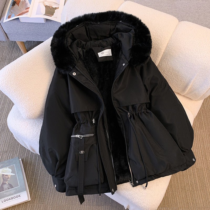 Women's stylish winter coat with fur hood - Nalani - UK Fashion Clothing and Decor